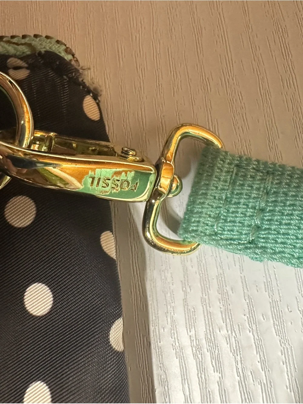 Fossil Black and Mint Polka Dot Crossbody Bag